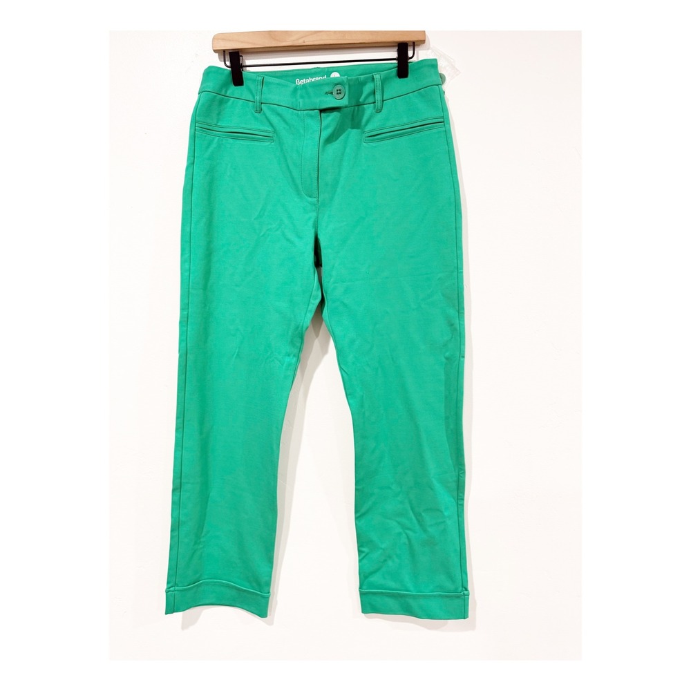 Betabrand Dress Pant Yoga Pants Kelly Green Straight Leg Cuffed Trousers Large